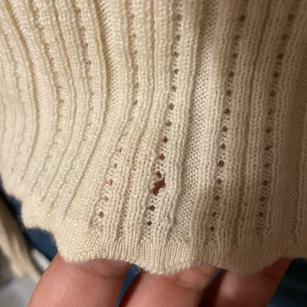 J. Crew Ivory Scalloped Neck Sweater